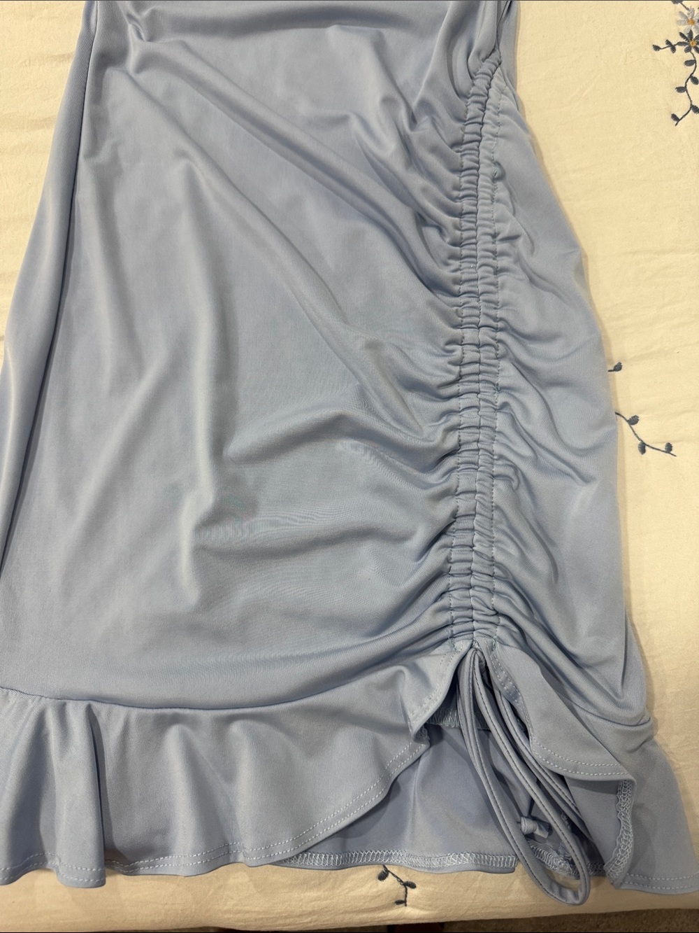 Rolla Coster Slate Blue Ruched Ruffle Slip Dress - Picture 4 of 5